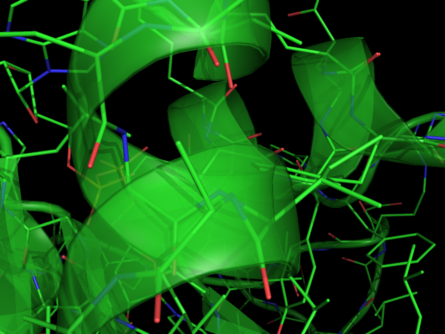 Multilayer transparency. Notice that PyMOL adds other transparent objects beneath each other