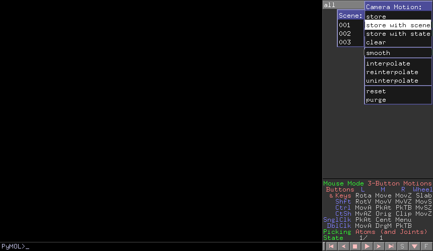 All->Motions->Store with Scene allows you to assign the chosen scene with the current frame.
