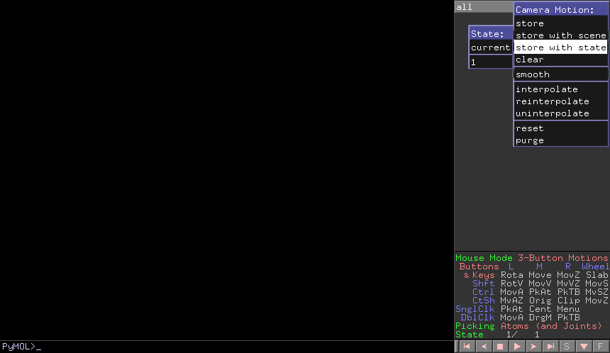 All->Motions->Store with State allows you to assign a chosen state to this scene.