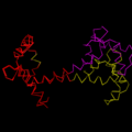 1cll and 1ggz aligned to residues 5-50+55-80 shown in red