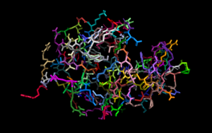 1LSD colored randomly by residue