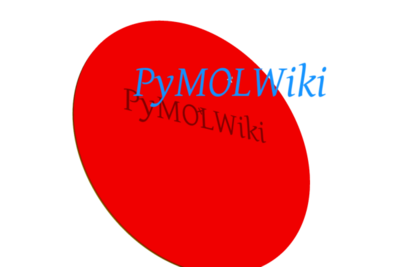 Cylinder with a very thin cyilnder, here 0.2 Angstroms tall to mimic a circle. The label was added as a label on a Pseudoatom.