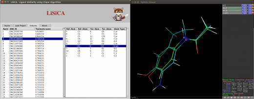 3D LiSiCA output-Note that the reference and target molecules are superimposed